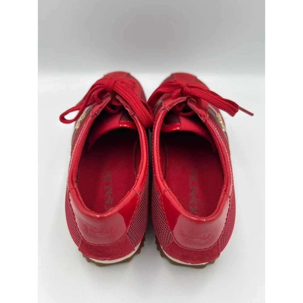 Coach Ivy Red Mesh Suede Patent Leather Low Top Sneakers Womens 6.5 B A00994
